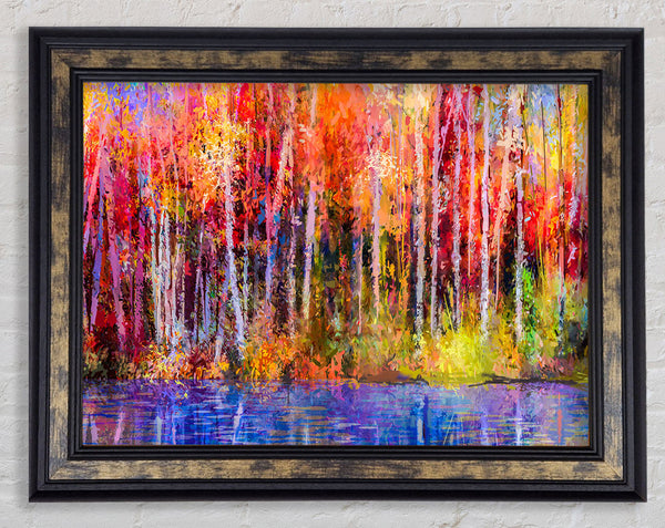 Abstract forest colour strokes Framed Print