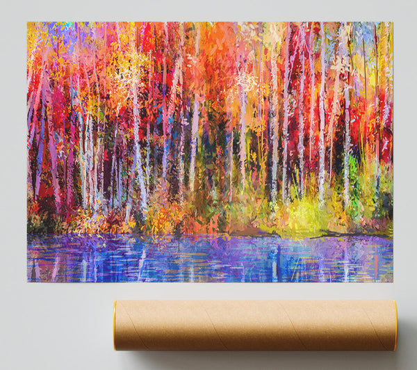 Abstract Forest Colour Strokes Print