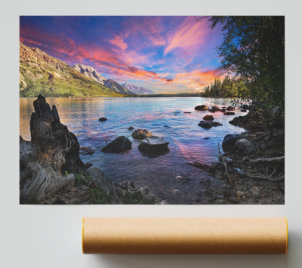 Purple Sunset Ocean View Ripples Poster