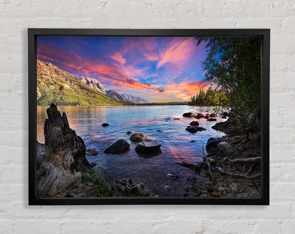 Purple sunset ocean view ripples Framed Print