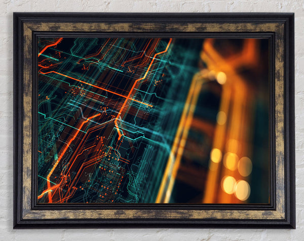 Circuit board frenzy Framed Print