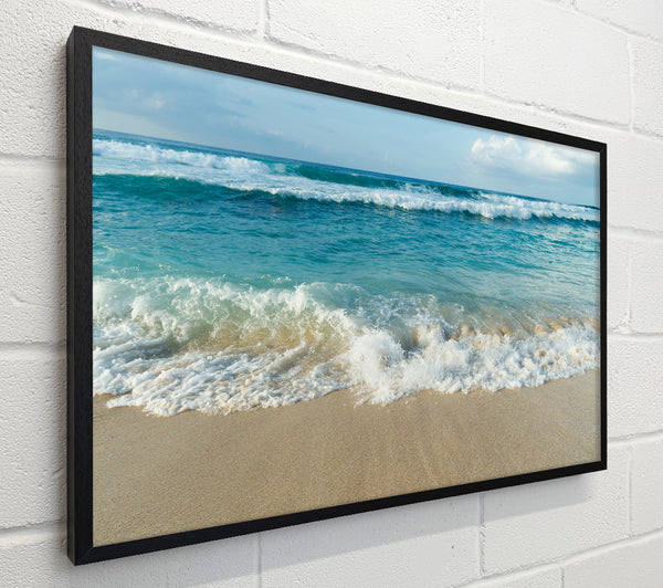 Crashing waves on the sandy beach