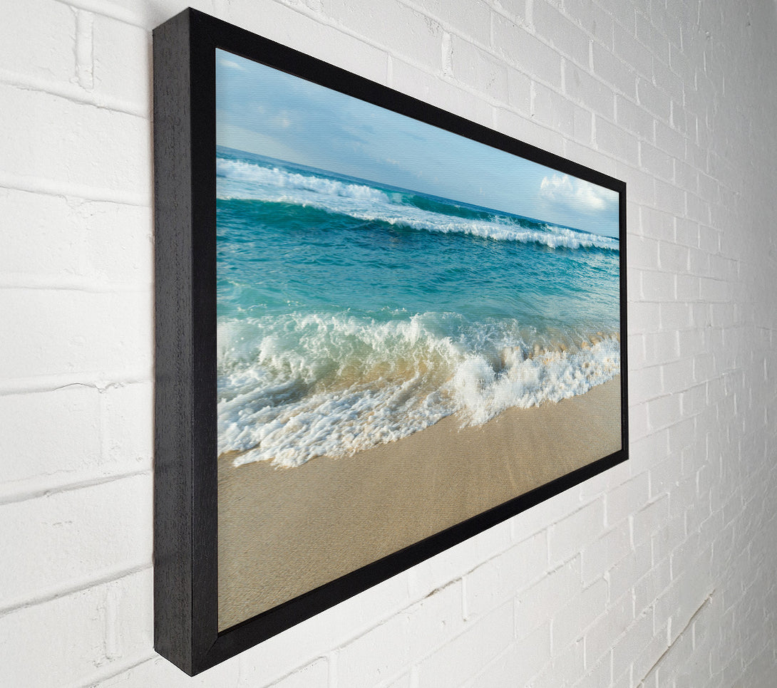  A Canvas Print of Crashing waves on the sandy beach Canvas Art