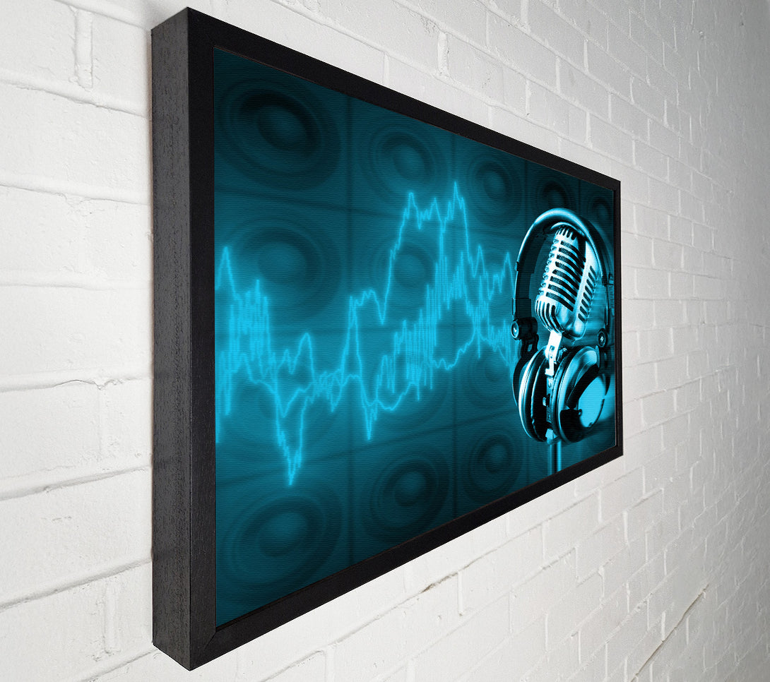  A Canvas Print of Old Microphone soundwaves Canvas Art