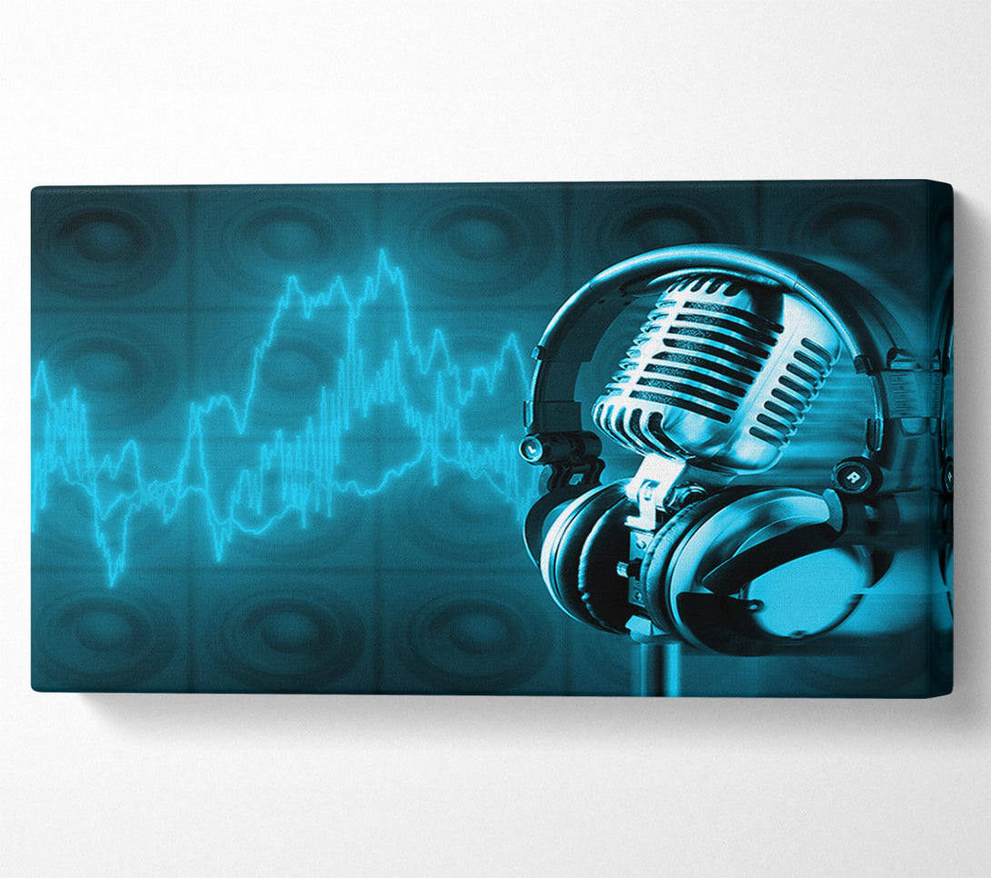  A Canvas Print of Old Microphone soundwaves Canvas Art