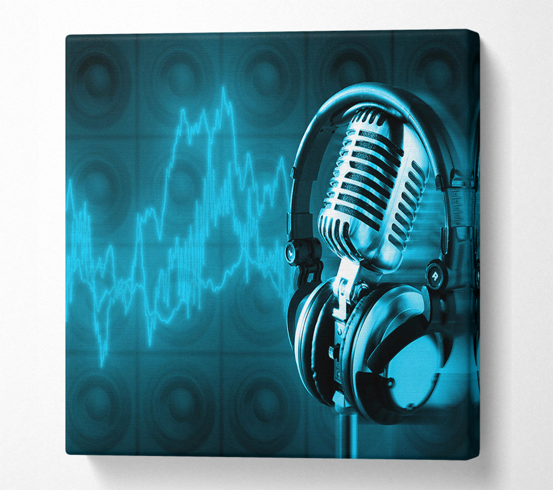  A Canvas Print of Old Microphone soundwaves Canvas Art