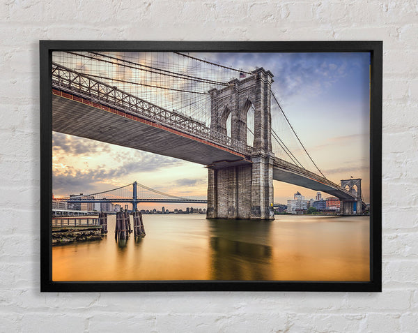New york bridge orange river Framed Print