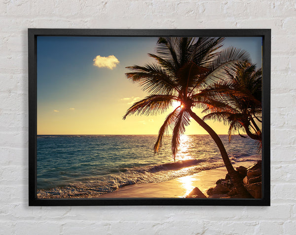 Palm tree paradise at dusk Framed Print