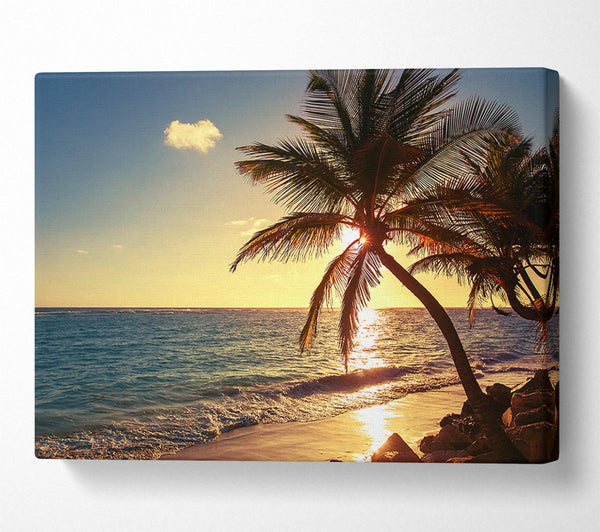  A Canvas Print of Palm tree paradise at dusk Canvas Print
