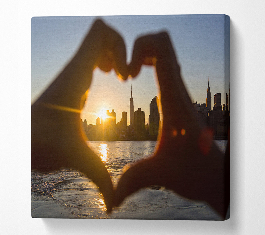  A Canvas Print of Love hands city Canvas Wall Art