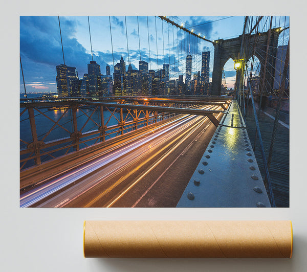 New York Structure At Night Poster