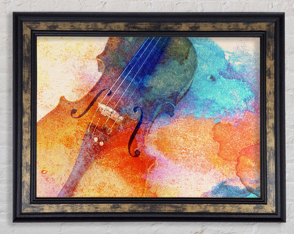Water colour splash violin Framed Print