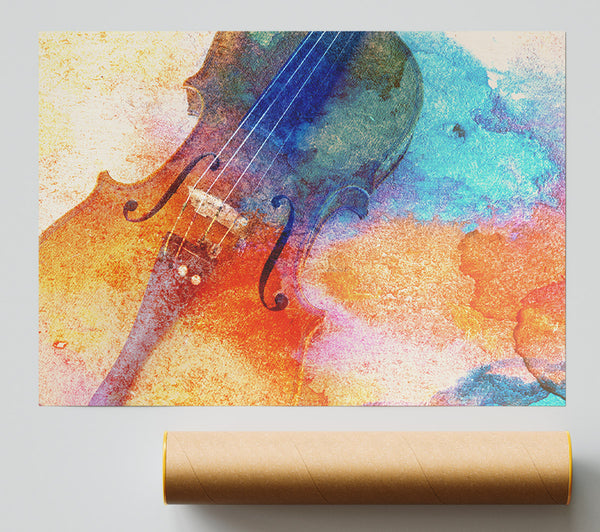 Water Colour Splash Violin Giclee Print