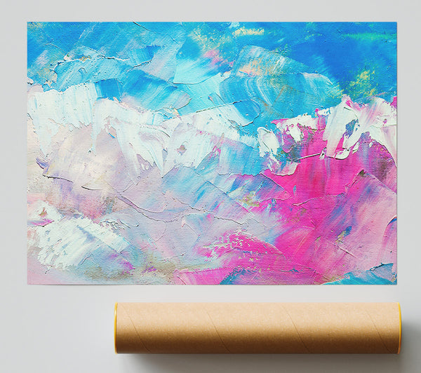 Pink And Blue Paint Strokes Print