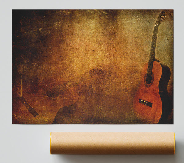 Grunge Acoustic Guitar Print