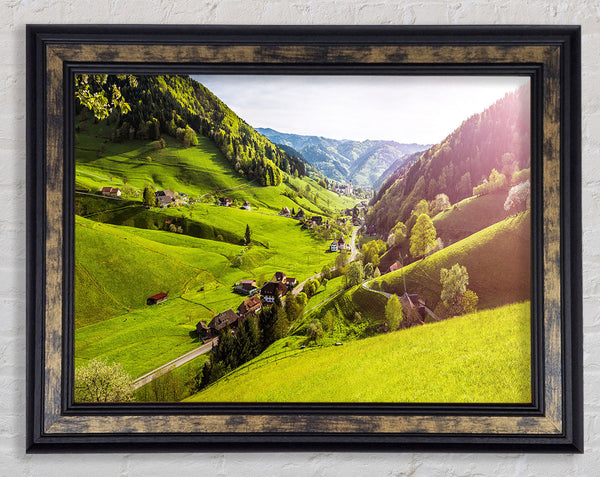 The village in the valley Framed Print