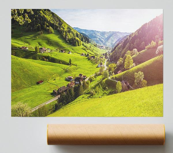 The Village In The Valley Print