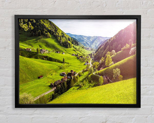 The village in the valley Framed Print