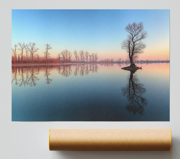 Ice Cold Trees In The River Giclee Print