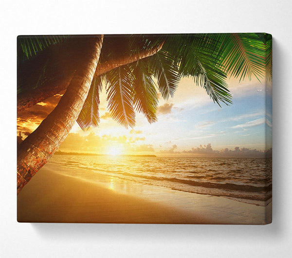  A Canvas Print of Low sunset at the beach Canvas Wall Art