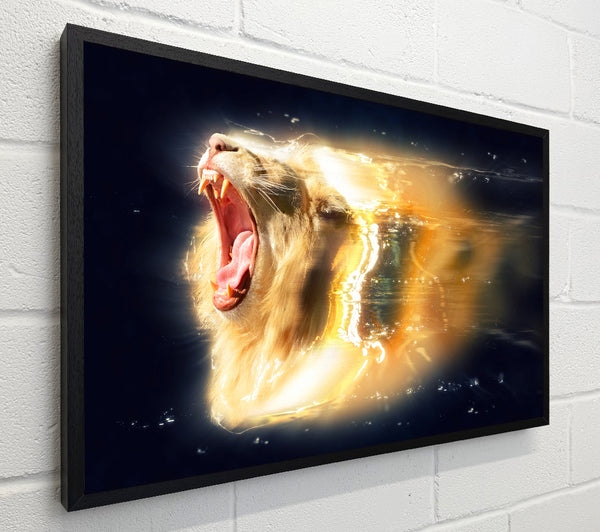 Lion roaring light