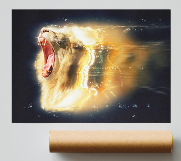 Lion Roaring Light Giclee Print