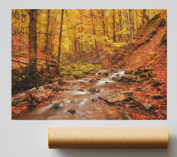 Soft Trickling Water Through The Trees Print