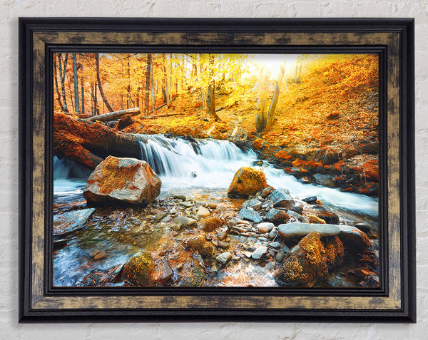 Waterfall in the woods beauty Framed Print