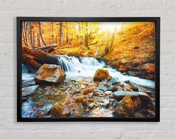 Waterfall in the woods beauty Framed Print