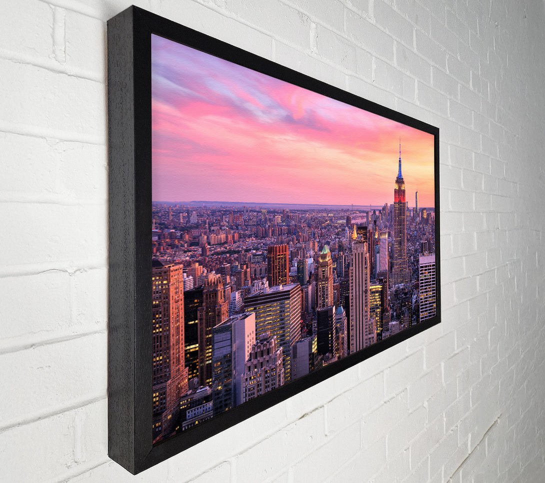  A Canvas Print of pink dusk city Canvas Wall Art