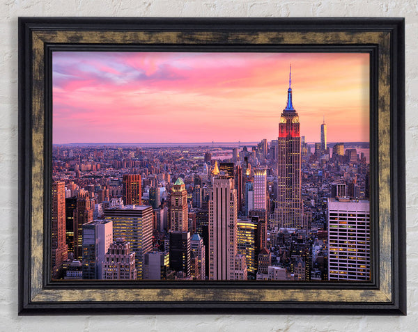 pink dusk city Framed Print