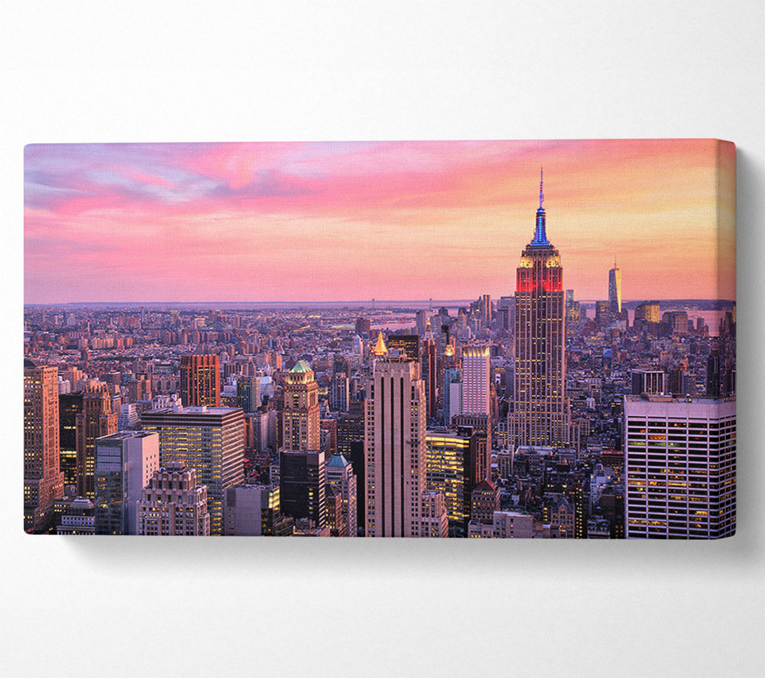 A Canvas Print of pink dusk city Canvas Wall Art