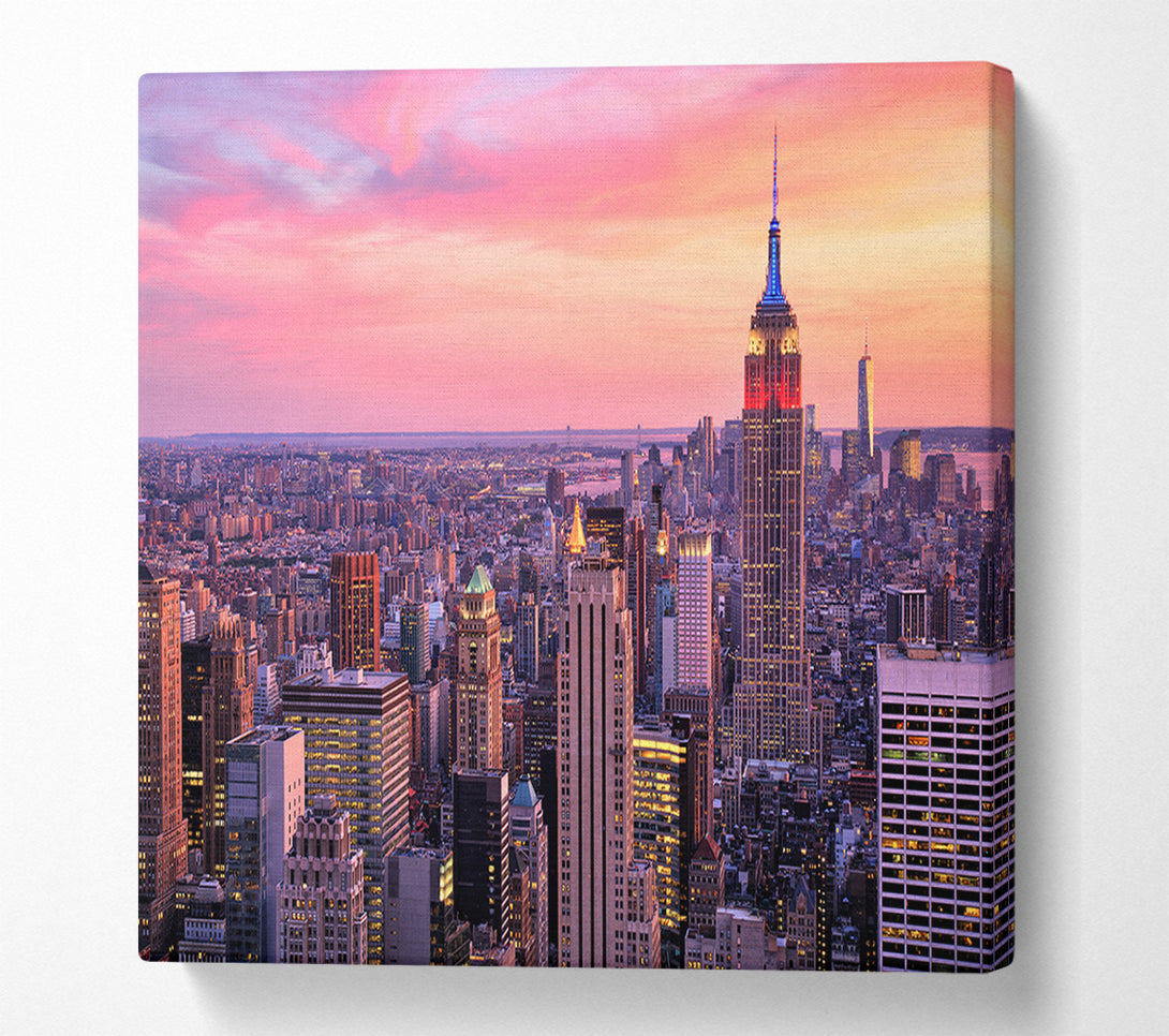  A Canvas Print of pink dusk city Canvas Wall Art