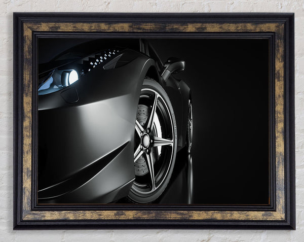 close up super car lights Framed Print