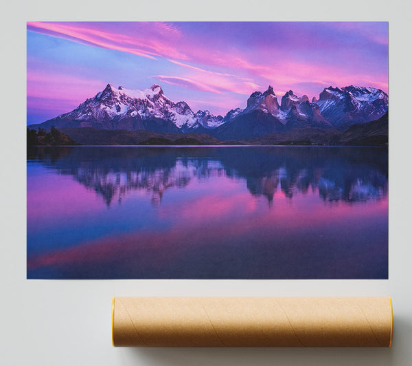 Purple And Blue Mountains Above Lake Print