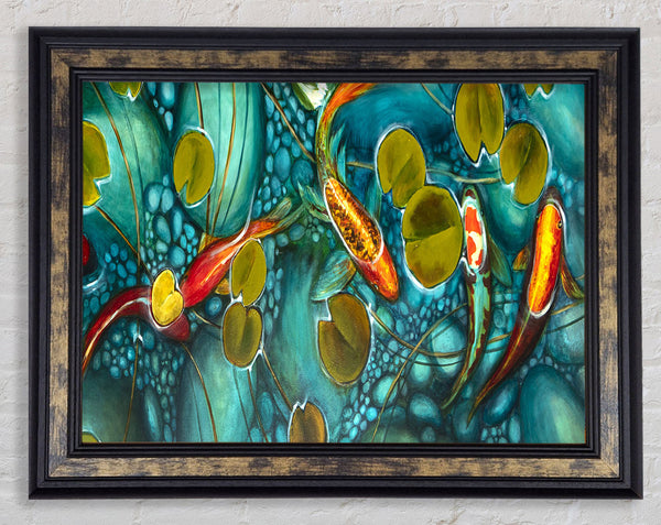 Koi fish pond painting