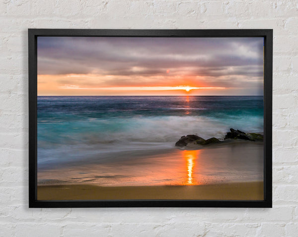 Washed up to the beach sunset Framed Print
