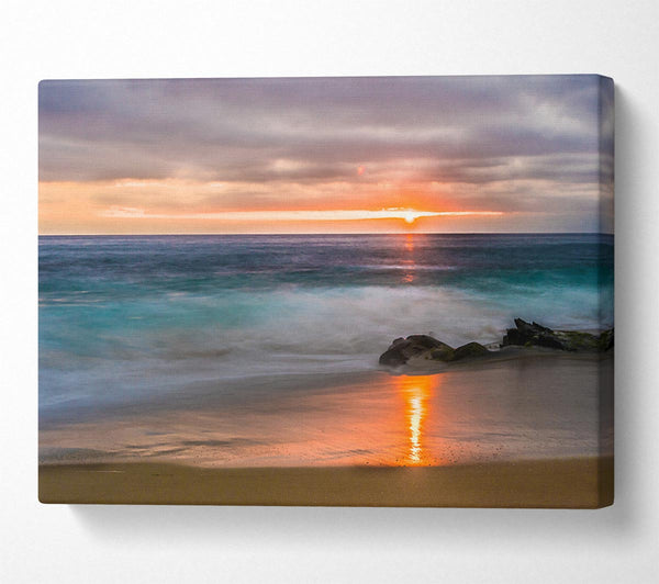  A Canvas Print of Washed up to the beach sunset Canvas Art