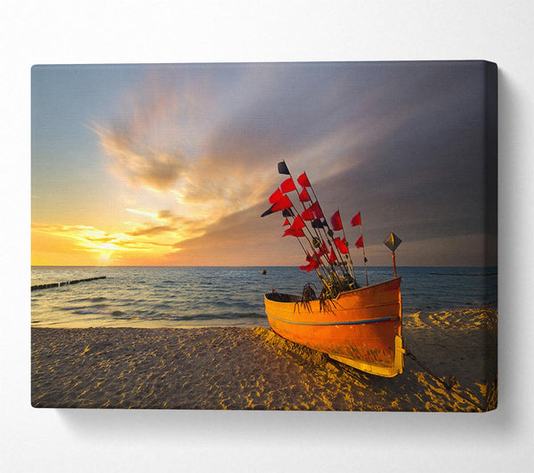  A Canvas Print of Flags in a fishing boat Canvas Print