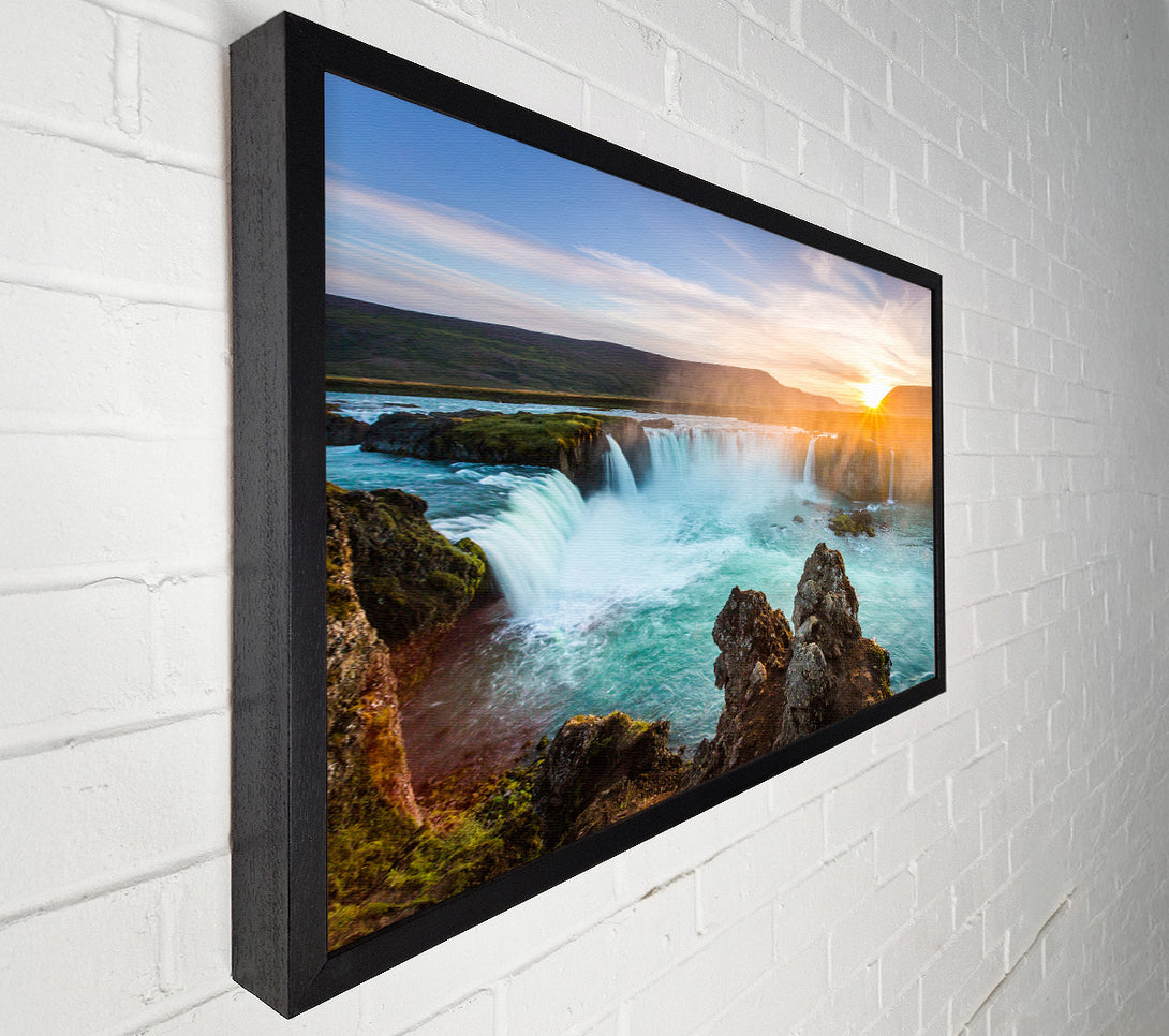  A Canvas Print of Waterfalls emptied into the sea Canvas Wall Art