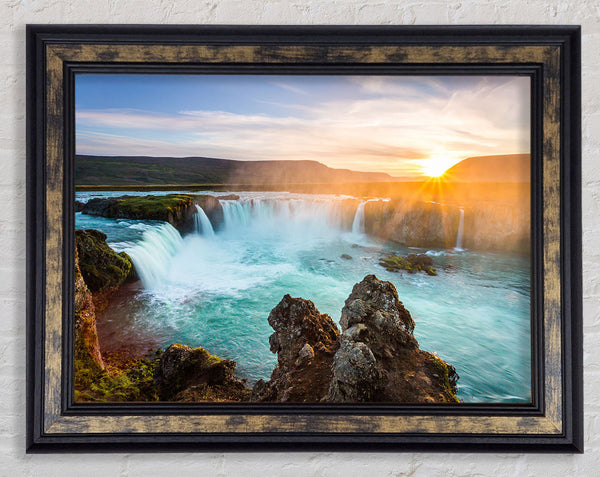 Waterfalls emptied into the sea Framed Print