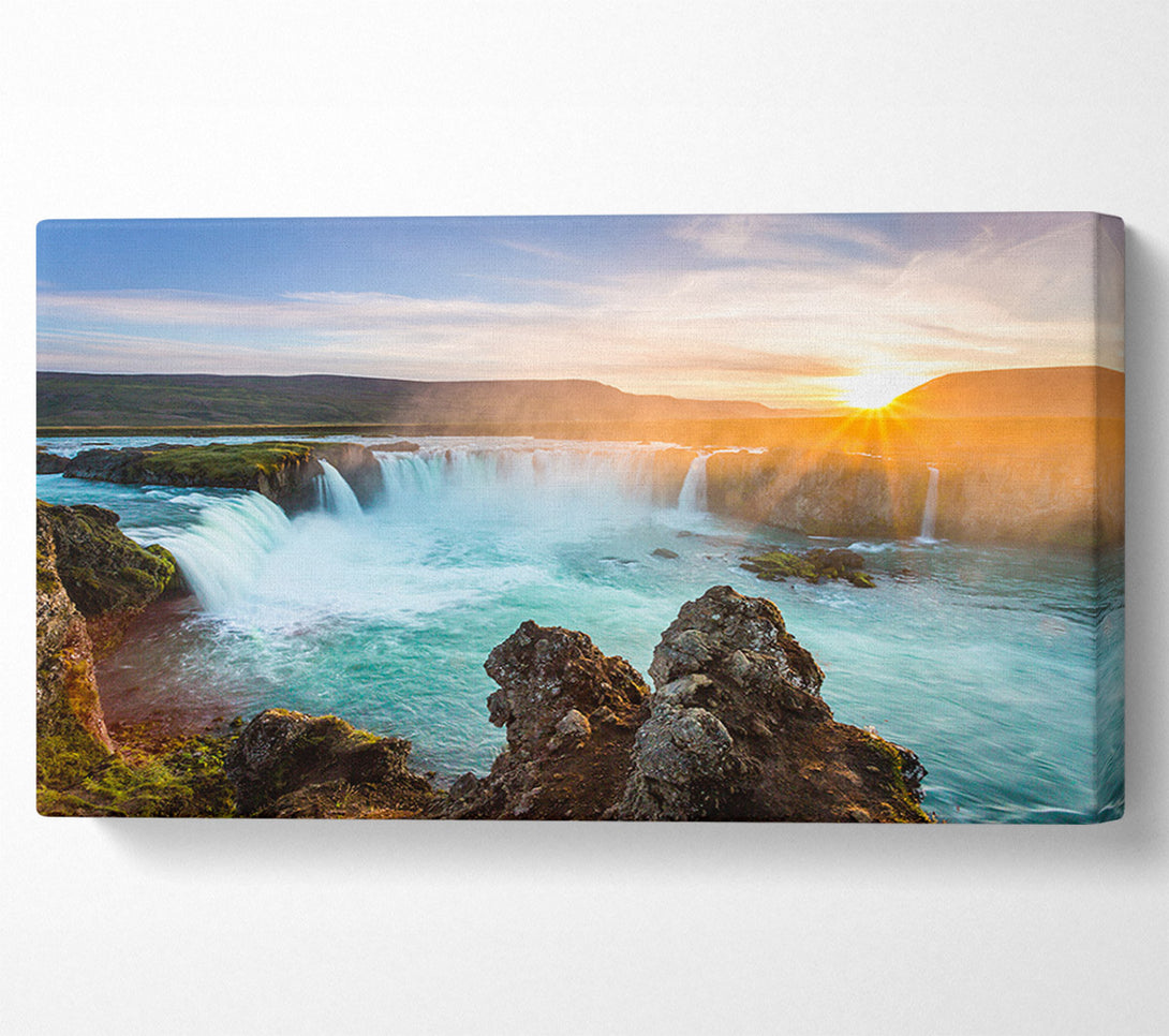  A Canvas Print of Waterfalls emptied into the sea Canvas Wall Art