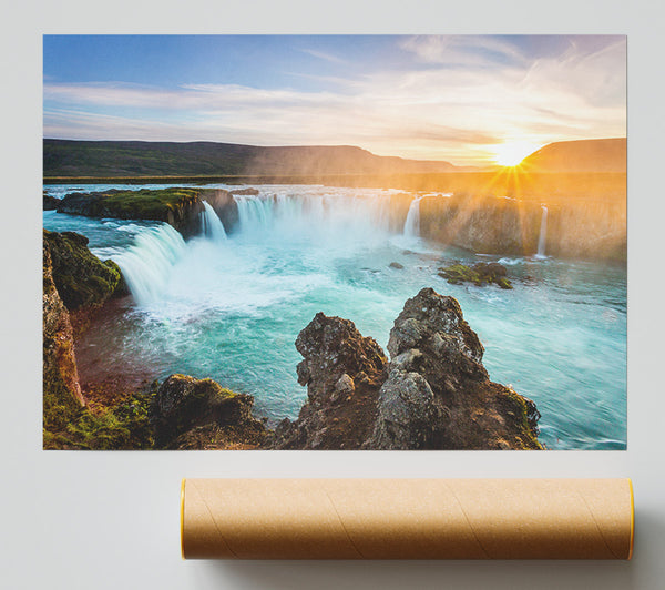 Waterfalls Emptied Into The Sea Print