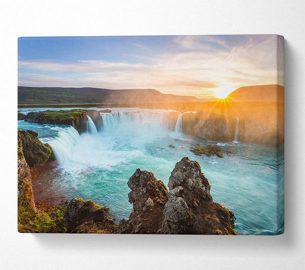  A Canvas Print of Waterfalls emptied into the sea Canvas Wall Art