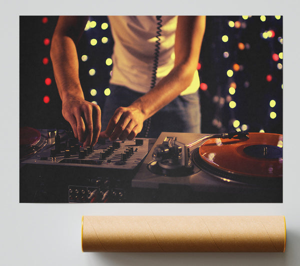 Mixing On The Dj Desk Poster