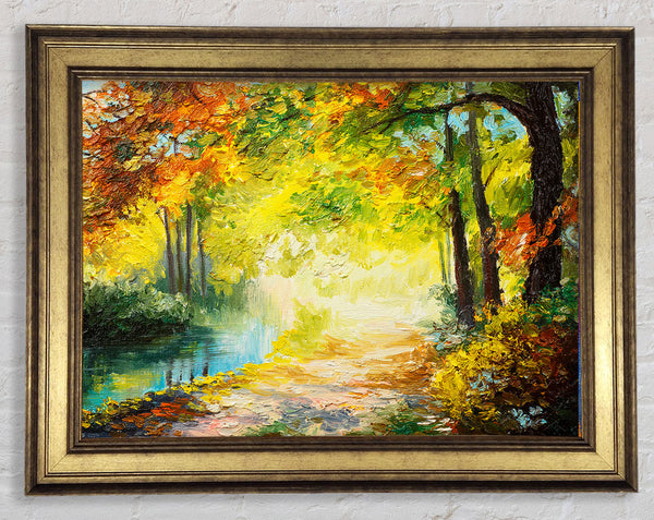 Hand painted woodland scene Framed Print