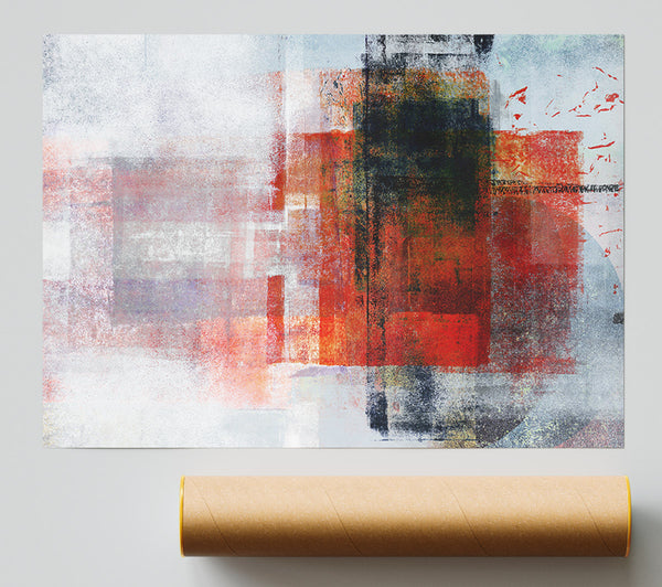 Abstract Red Square Paint Roller Giclee Print
