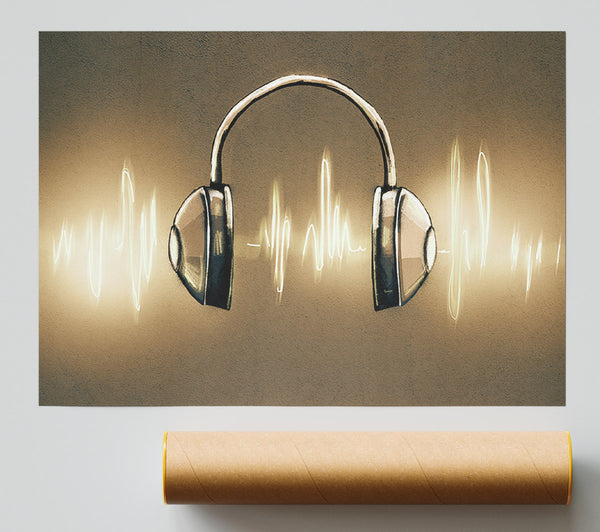 Light Painted Headphones Poster