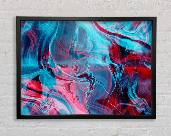 Red and blue waves of colours Framed Print