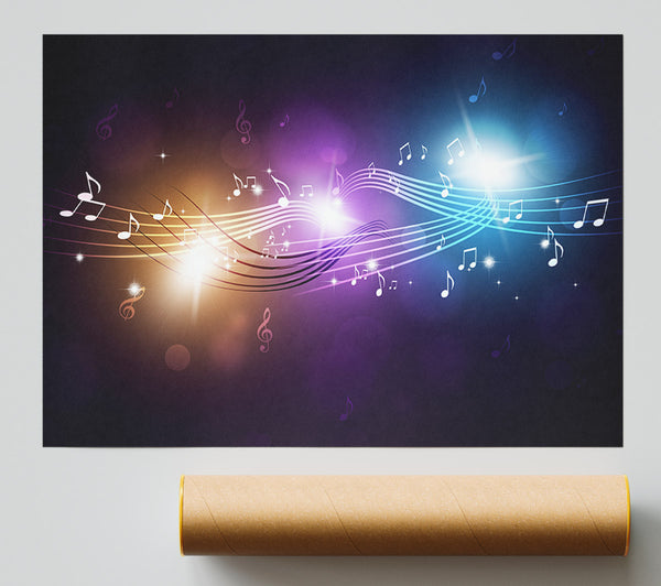 Musical Notes On Coloured Spectrum Print